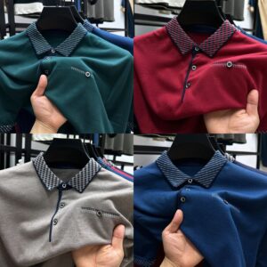 New Men's Summer Solid Color Short Sleeved POLO T-shirt (Pack of 4)