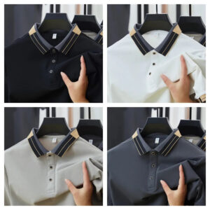 New Summer Solid Color Short Sleeved T-shirt with Collar Embroidery (Pack of 4)