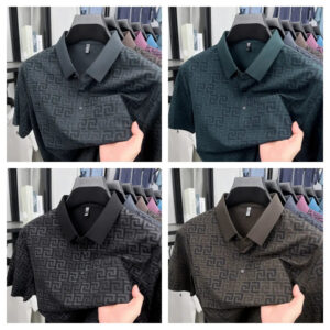 Men's High End New Summer Printed Business Collar Polo TShirt (Pack of 4)