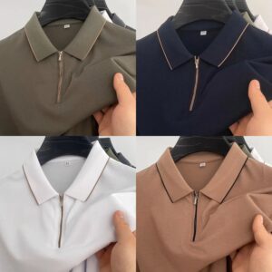 Luxury and fashionable half zippered short sleeve POLO T-shirt
