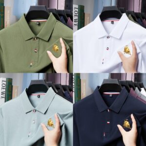 Golden cow print pattern casual Polo T-shirt